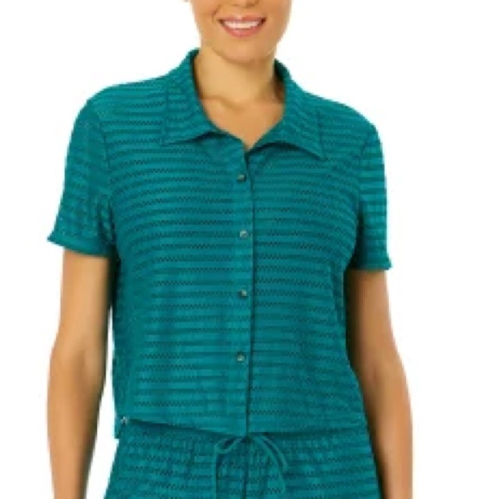 Hurley Teal Mesh Swimsuit Cover Shirt